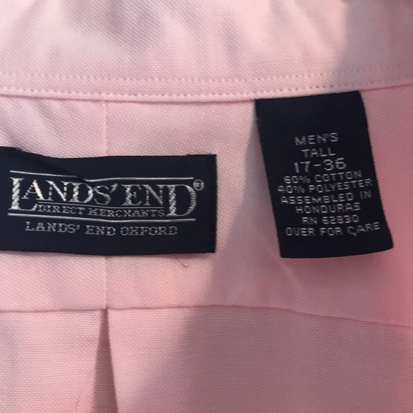 EUC Mens Lands’ End  Oxford Pink Buttondown Men’s Tall 17-36 - Picture 2 of 5